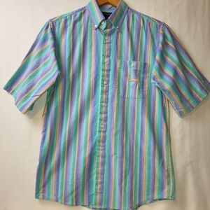 Duxbak Striped Multicolor Short Sleeve Shirt‎ Men's Size Medium